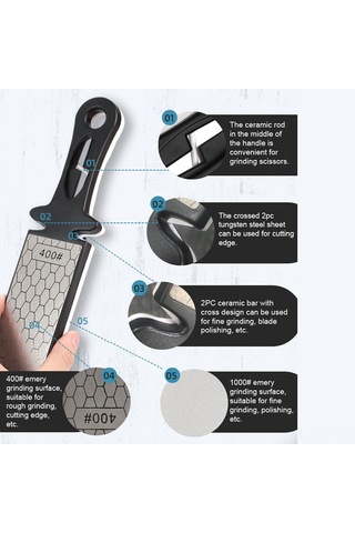 Youmex Ev Ve Bahçe İçin El Manuel 400 -1000 İki Yönlü Elmas Kesici Taslaştırıcı, Bıçak Ve Makas Taşlama Aracı, Ergonomik Tutamaklı