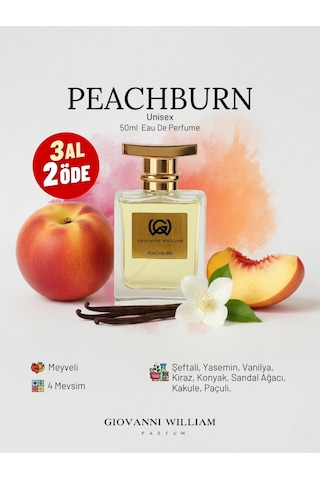 Peachburn Unisex Kadın/erkek Parfüm Sexy Odunsu Ve Sıcak Şeftali, Kiraz, Konyak, Sedir Ağacı Meyveli