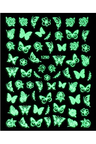 Karanlıkta Parlayan Butterfly Tırnak Sticker Tırnak Etiketi Nail Art Jo-1290