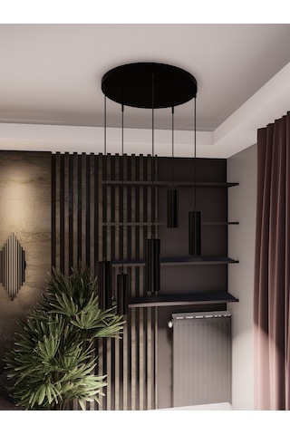 Zenya Siyah Renk 5'li Spot Avize- Modern Tavan Sarkıt, Gu10 Duy