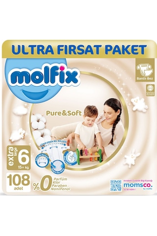 Molfix Pure & Soft Bebek Bezi 6 Beden Extra Large 108 Adet