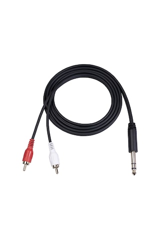 Cbtx Erkek Çift RCA Erkek Stereo Ses Adaptörü Kablosu 6.35MM 1.5 Metre