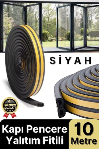 Güçlü Kendinden Yapışkanlı Kapı Pencere Soğuk Hava Geçirmez Yalıtım İzolasyon Siyah Fitil 10 Metre Diğer