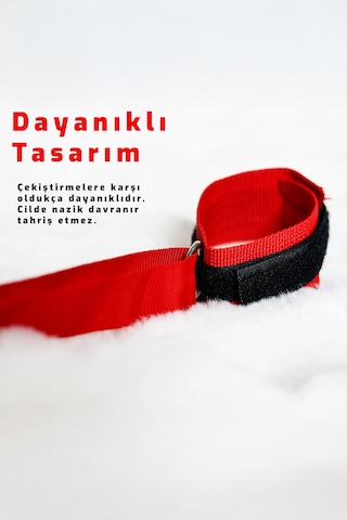 Fantezi Tutsak Kelepçesi, Yatak Ve Koltuk Uyumlu Ayarlanabilir Çok Yönlü Sabitleme Seti Kırmızı