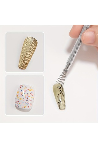 1 Adet 7 İğneli Tırnak Fırçası: Paslanmaz Çelik Saplı 7 Metal İğne