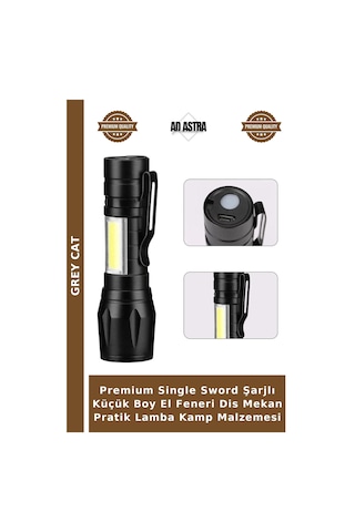 Premium Single Sword Şarjlı Küçük Boy El Feneri Dis Mekan Pratik Lamba Kamp Malzemesi