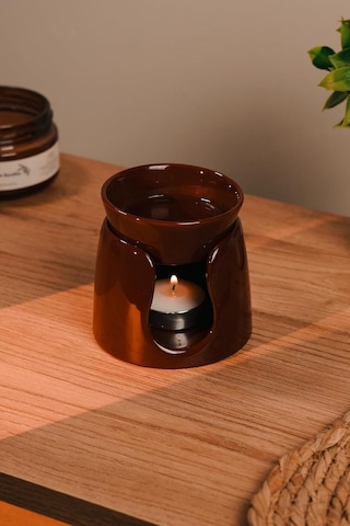 Love Bundles Bordo Özel Tasarım Seramik El Yapımı Buhurdanlık - Mumluk - Dekoratif 1 Adet Tealight Mum Ile Bordo Çok Renkli