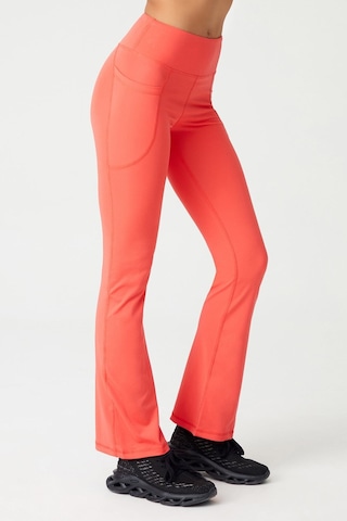 Los Ojos Kadın Mercan Yüksek Bel Toparlayıcı Çift Cepli Ispanyol Paça Tayt Bootcut Mercan