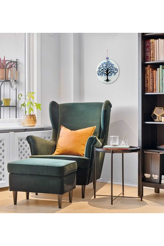 23 Cm Çap - Nazar Boncuklu Hayat Ağacı Füzyon Cam Duvar Dekoru