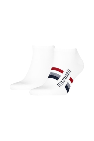 Tommy Hilfiger Tab Sock 2 Pack White Pamuklu Patik Bilek Çorap 2 Li Pkt Beyaz
