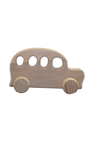 Cwwtoys Dostluk Otobüsü Boyasız Ahşap Oyuncak, Masif Kayın, 18 Ay+