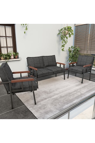 Modern Balkon, Bahçe, Cafe, Metal Kanepe Koltuk Takımı , Bahçe Mobilyası, 211 - Antrasit Koyu Gri