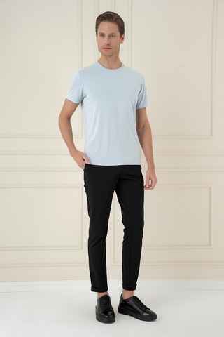 Efor Comfort Fit Bisiklet Yaka Modal Kısa Kol Casual Mavi Tişört Ts 895 Mavi