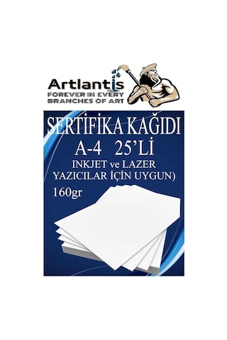 A4 Sertifika Kağıdı Kalın 25 Adet Gramajlı Fotokopi Kağıdı 160 Gr Tüm Yazıcılara Uyumlu 21x29.7 Cm Kalın Bas