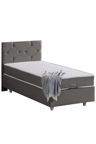 Glamis Tek Kişilik Baza Başlık Letto Yatak Seti - Gri 100 x 200