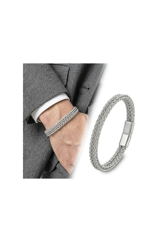 Premium Sarmal Çelik Zincir Örgülü Erkek Bileklik 31835b2d3 - 21 Cm Gümüş