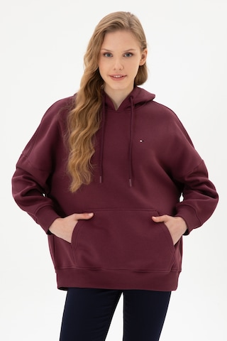 U.S. Polo Assn. Kadın Bordo Şardonlu Kapüşonlu Sweatshırt 50313567-VR177
