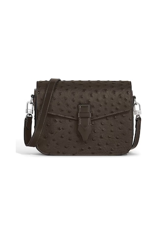 Montblanc Devekuşu Dokulu Deri Nib Çapraz Çanta 220472 Kahverengi
