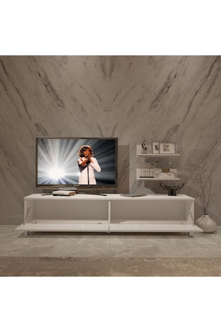Decoraktiv Eko 4 Mdf Std Krom Ayaklı Tv Ünitesi Tv Sehpası Beyaz