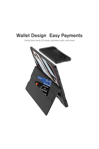 Nihcase Samsung Galaxy Uyumlu Z Fold 8 Ultra Kılıf Suni Deri Tasarımlı Kıpta Kartlıklı Standlı Kapak