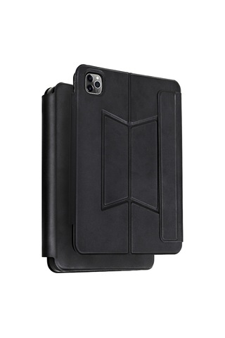 iPad Uyumlu Pro 11 2024 Tbc Border Keyboard Bluetooh Bağlantılı Standlı Klavyeli Tablet Kılıfı - Siyah Arka Kapak