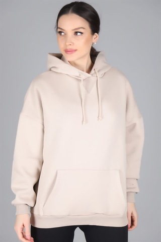 Sweetness Kadın Açık Bej Kapüşonlu Sweatshirt Açık Bej