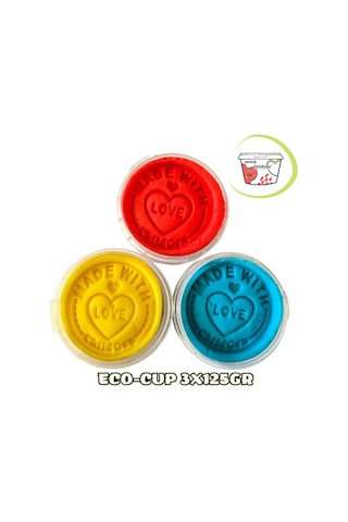 Doğal Oyun Hamuru - Eco Cup- 3'lü Ana Renkler Mavi - Kırmızı - Sarı 3x125gr