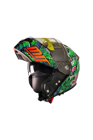 Motosiklet Çene Açılır Kask Güneş Vizörlü Ece 22.06 Sertifikalı New Motor Kaskı V2 Dragon Çok Renkli