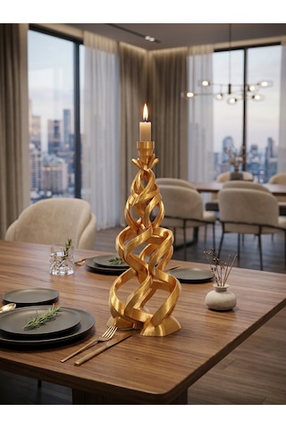 Özgün Tasarım Gold Renkli Dekoratif Şamdan
