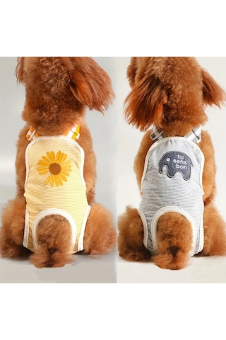 Elmpaly Gri, S Çizgili Yıkanabilir Küçük Köpek Bezi - Rahat Vücuda Oturan Mevsimlik Polyester Külot