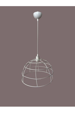 Yarım Küre Avize Teli , İskeleti 35x20 Cm Beyaz Statik Boyalı Duy Takımı Dahil Beyaz