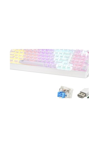 Mekanik Klavye 104 Tuş Blue Switch Rgb - Beyaz G500xw Evimdeyokyok