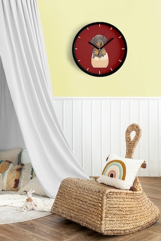 Kahve Seven Sevimli Köpek Modern Duvar Saati - 30cm - Önü Camlı Siyah Kasa - Sessiz Mekanizma-jh1090 Siyah