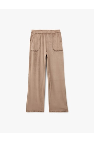 Koton Beli Lastikli Cepli Rahat Kesim Kadife Pijama Altı Vizon 6wlk40022mk Vizon