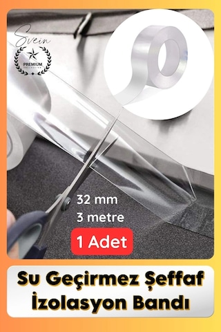Sızdırmazbant 1 Adet Su Geçirmez Şeffaf İzolasyon Bandı Tezgah Lavabo Kenar Tamir Güçlü 38mm X 3m