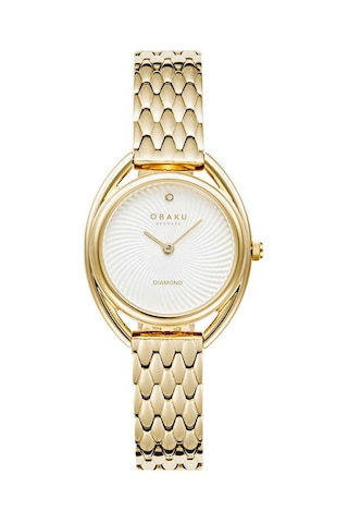 Obaku Denmark V286lxgısg Quartz Çelik Gold Beyaz Kadran Kristal Cam 29 Mm Kadın Kol Saati