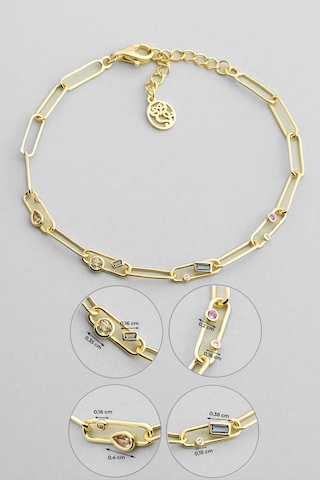 Grace 18 Ayar Sarı Altın Kaplama 19 Cm Gümüş Zincir Bileklik Sarı