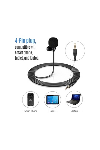 Lemestar "mini Klips Mikrofon: 3 Metre Kablo İle Canlı Yayın Ve Kayıt İçin 3.5mm Jaklı"