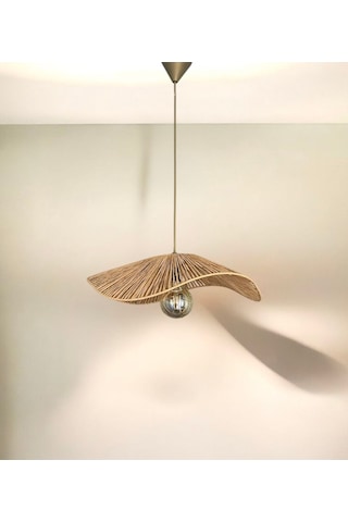 Hasır El Yapımı Bohem Asimetrik Şekilli Rustik Avize - Açık Kahverengi Açık Kahverengi