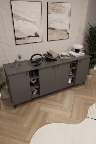 Asra Trend Lüks Konsol Tv Ünitesi %100 Mdf Salon Ve Yemek Odası Ünitesi Knsl05 Koyu Gri