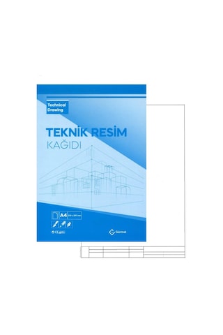 A4 Teknik Resim Defteri Dik 40 Yaprak Gürmat Antetli A-4 Teknik R
