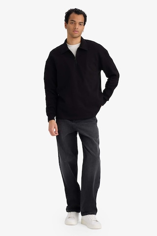 Defacto Boxy Fit Polo Yaka Yarım Fermuarlı Pike Sweatshirt G6471ax25wnbk81 Siyah-bk81