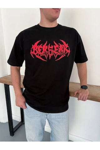 Vexor Erkek Baskılı T-shirt Yazlık Kısa Kol Bisiklet Yaka Rahat Kalıp Tişört - Siyah