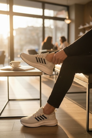 Enoch Ortopedik Ultra Hafif Şeritli Fileli Çoraplı Sneaker Spor Ayakkabı Bej