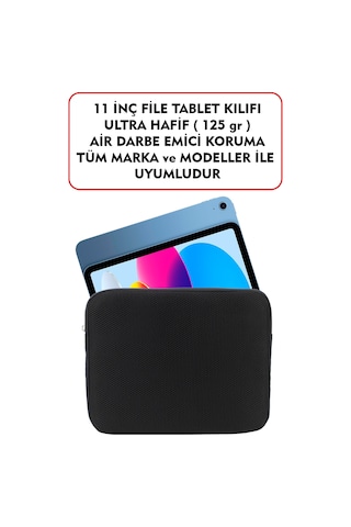 Dada Ultra Hafif 125gr Siyah Renk File Tablet Kılıfı 10"-11" inç Air Darbe Emici Korumalı Unisex