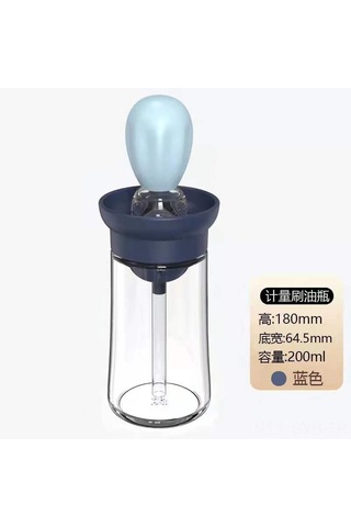 Symbee Mavi Gıda Seviyesi Silikon Fırçalı Barbekü Soya Botu, Mutfak İçin Basma Tipi Ölçülü Yağ Dispenseri, Dayanıklı Cam Materyal Çok Renkli