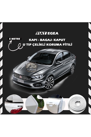 Fiat Egea Oto Araç Kapı Koruma Fitili 5metre Parlak Beyaz Renk