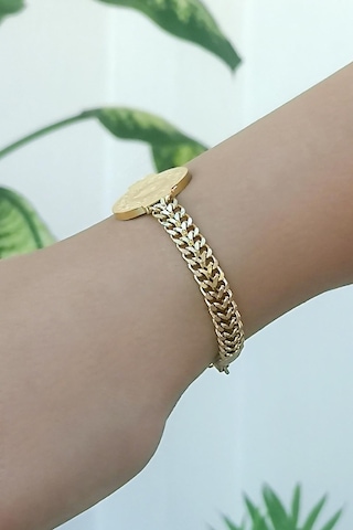 Allmisse Altın Kaplama Zincirli Ata Çelik Bileklik