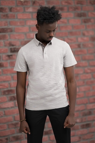 Advante Regular Fit Likralı Kendinden Desenli Polo Yaka T-shirt Vizon