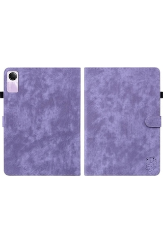 Fastbuy Redmi Pad Se 11 İçin Lüks Deri Kılıf, Manyetik Kapatma,支架 Kart Yuvası, Tam Koruma, Mor